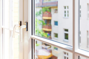 close-up of an aluminum window frame